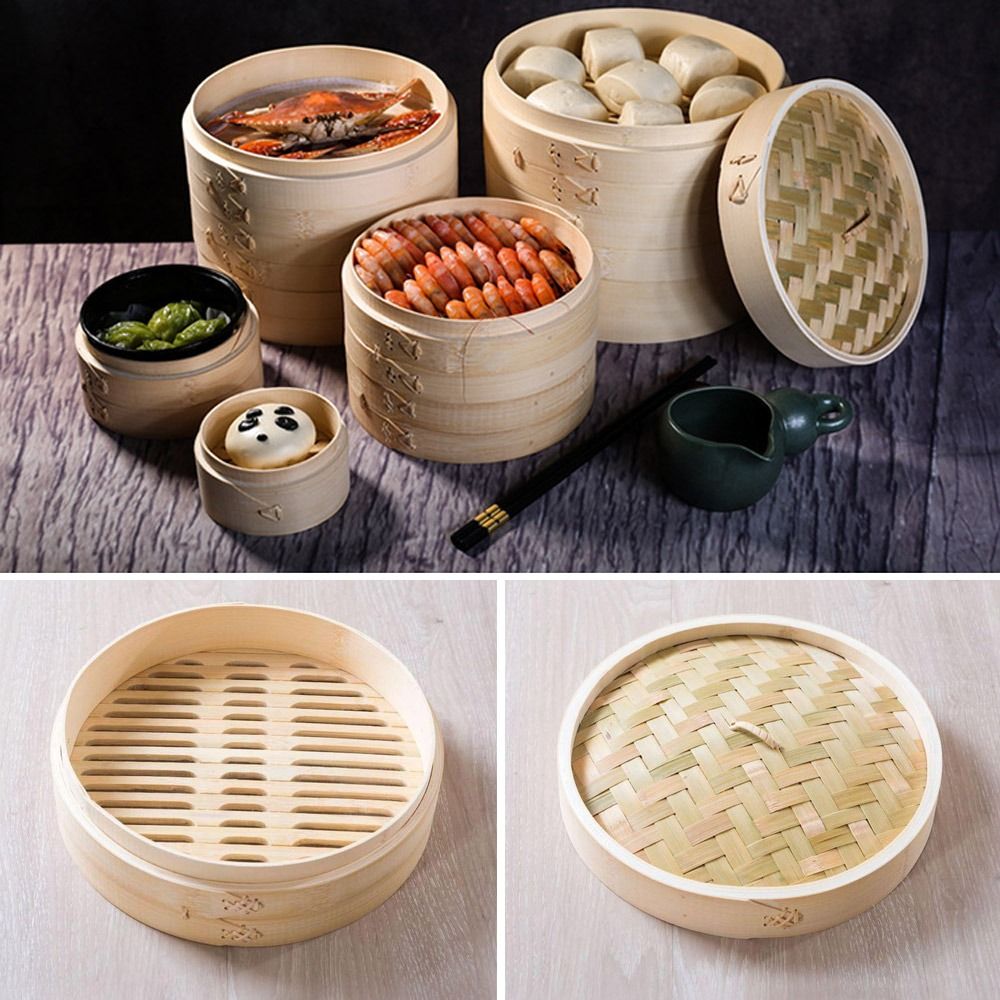Bao Steamer Bamboo - Keranjang Kukusan Bambu Cina dengan Tutup